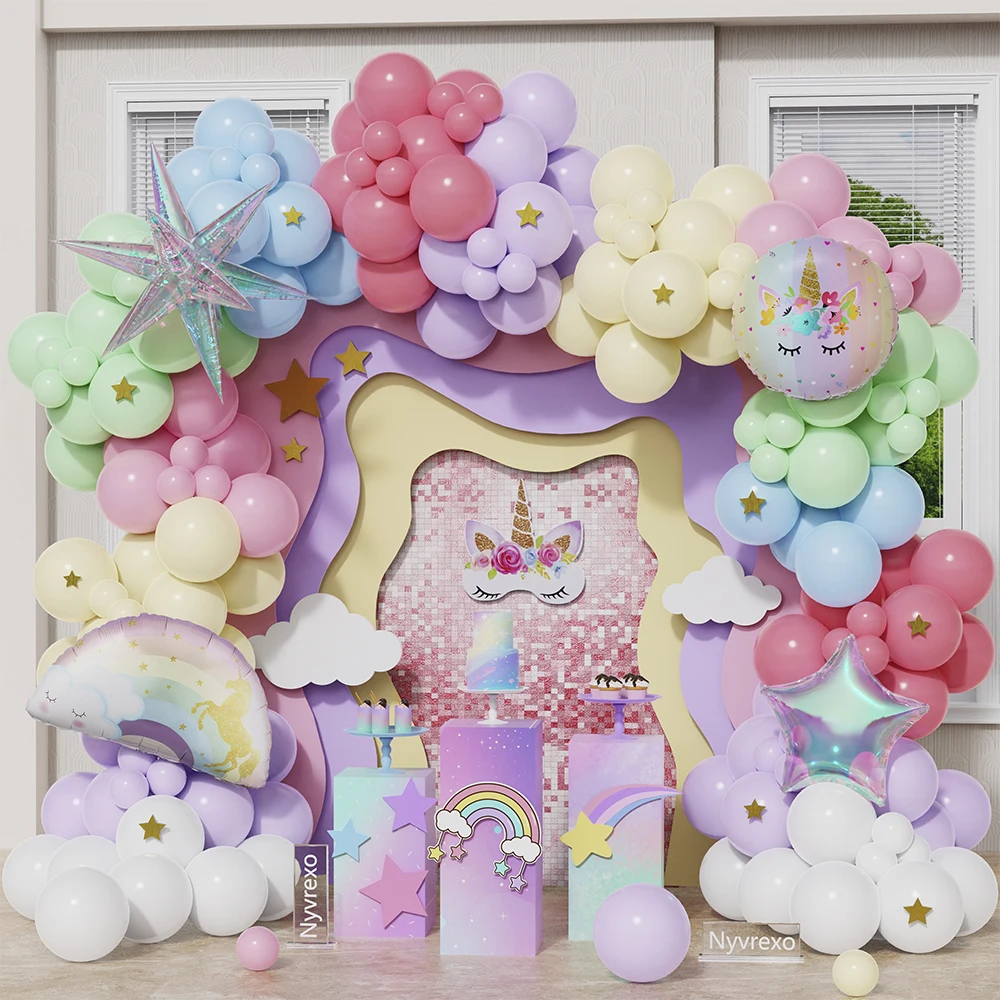 

Unicorn Balloons Garland Kit Pastel Rainbow Clear Explosive Star Foil Air Globos Baby Shower Girl Unicorn Birthday Party Decor