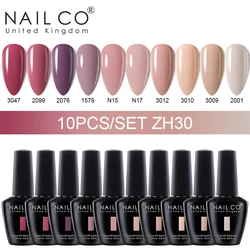 NAILCO 10pcs/Set 15ml Multi-Color Gel Varnish Hybrid Gelvarnish Gel Nail Polish Set Top Coat Nail Art Soak Off UV Gellak Lakiery