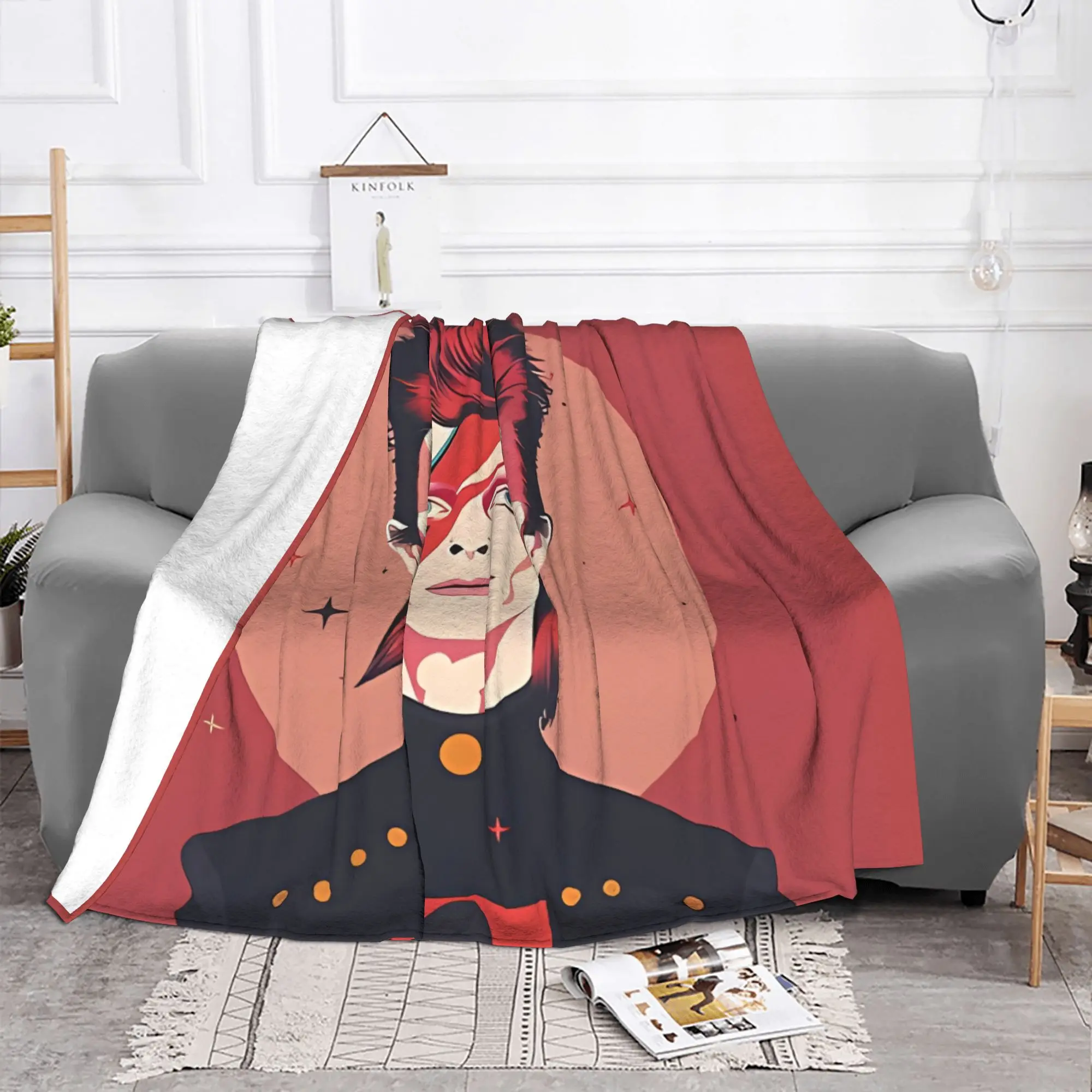 1PC home Cute Room Decor Classic Blanket Throw Blanket David Cool Bowie Novelty Warm Blanket All Season