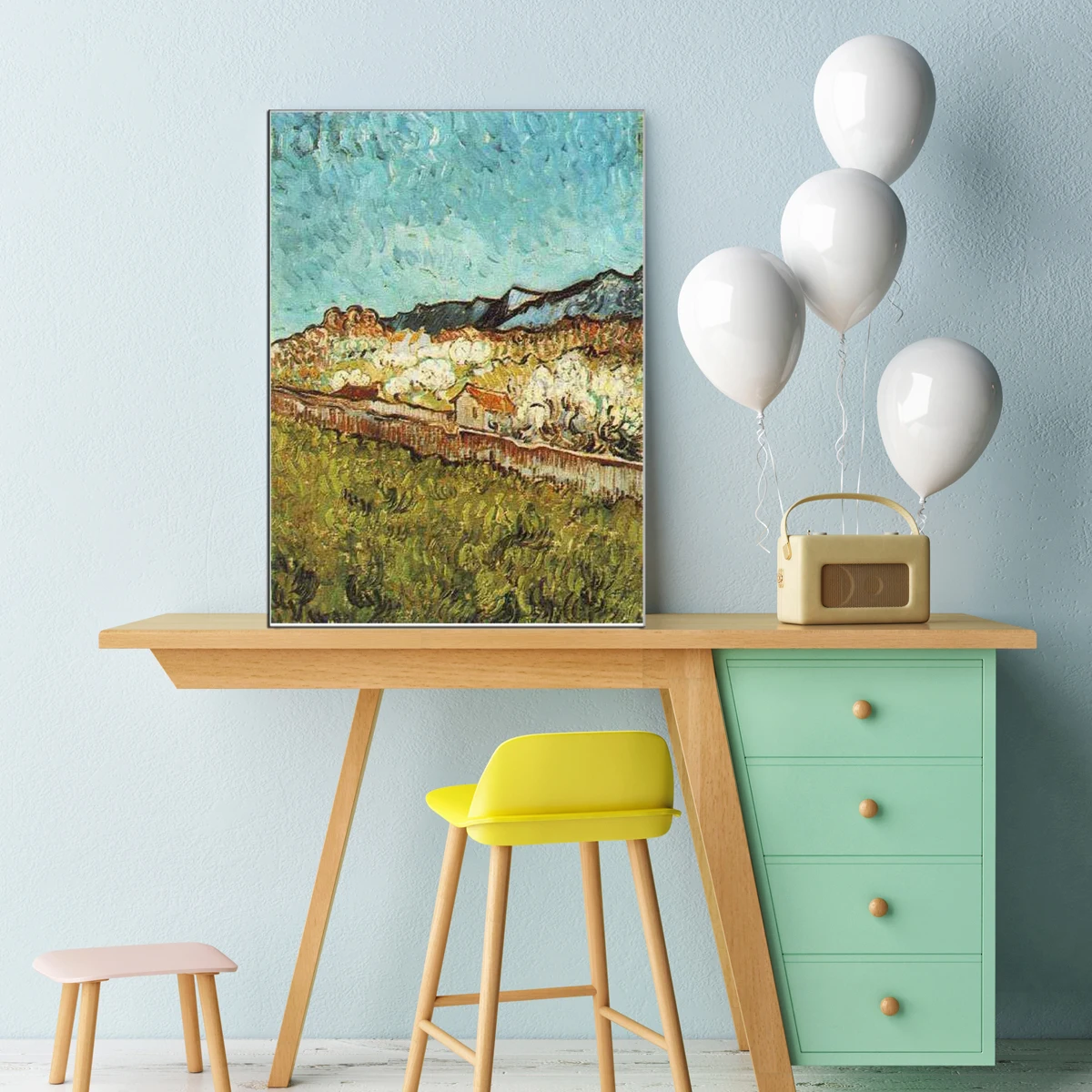 100% Hand‑Painted Oil Painting Reproduction on Linen Canvas, At the Foot of the Mountains by Vincent Van Gogh