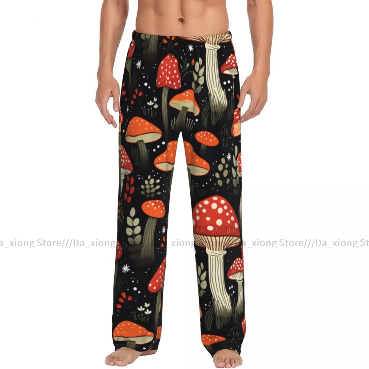 Men's Sleepwear Loose Sleep Pants Pajamas Fly Agaric Mushrooms And Plants Long Lounge Bottoms Casual Homewear