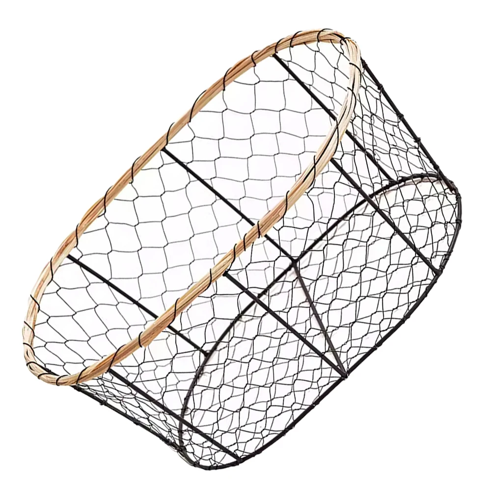 

Metal Grid Baskets Black Wire Fruit Basket Hollow Frame Snack Organizer Egg Holder Bread Storage Container Multifunctional