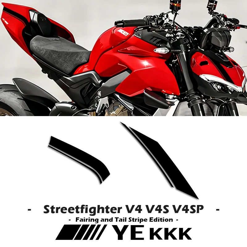 Fairing and Tail Stripe Edition Sticker Decal Hollow Line For Ducati Streetfighter V4 / V4S / V4SP Sticker Decal Black White