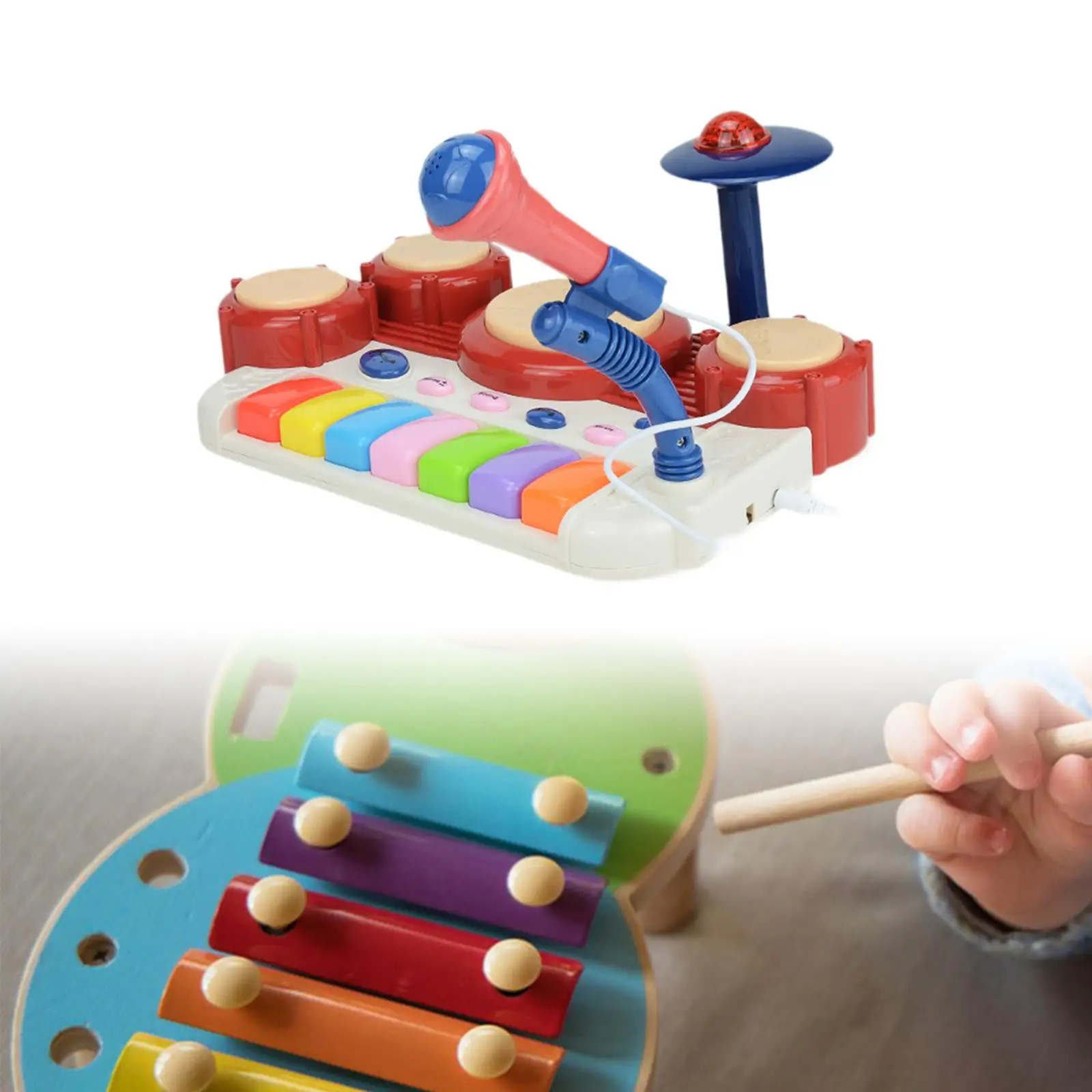 Kids Drum Set Developmental Musical Instrument for Girls Kids Birthday Gifts