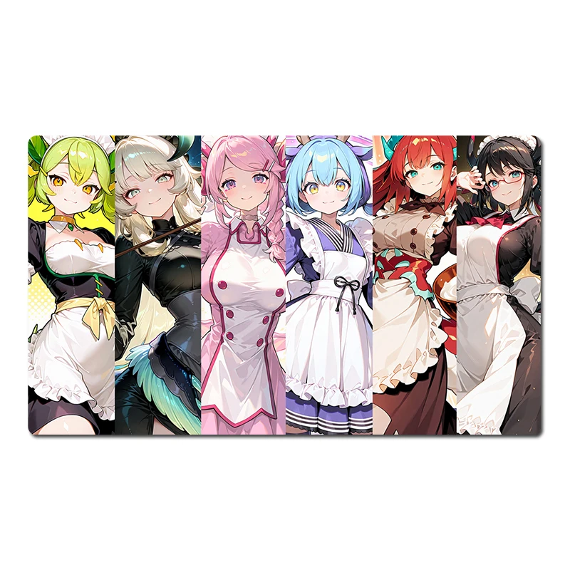 

YuGiOh Playmat Dragonmaid Deck Коллекционный коврик для карточных игр TCG CCG Коврик для мыши Настольный игровой коврик Коврик для мыши Бесплатная сумка 60x35 см