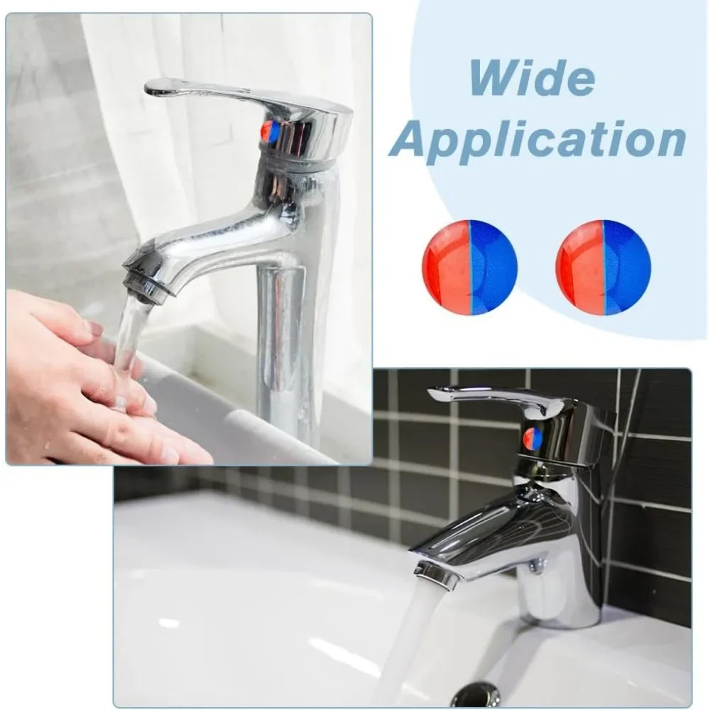 24Pcs Hot and Cold Water Stickers Self Stick Hot and Cold Water Label Epoxy Resin Faucet Transfer Stickers for Bathroom Kitchen
