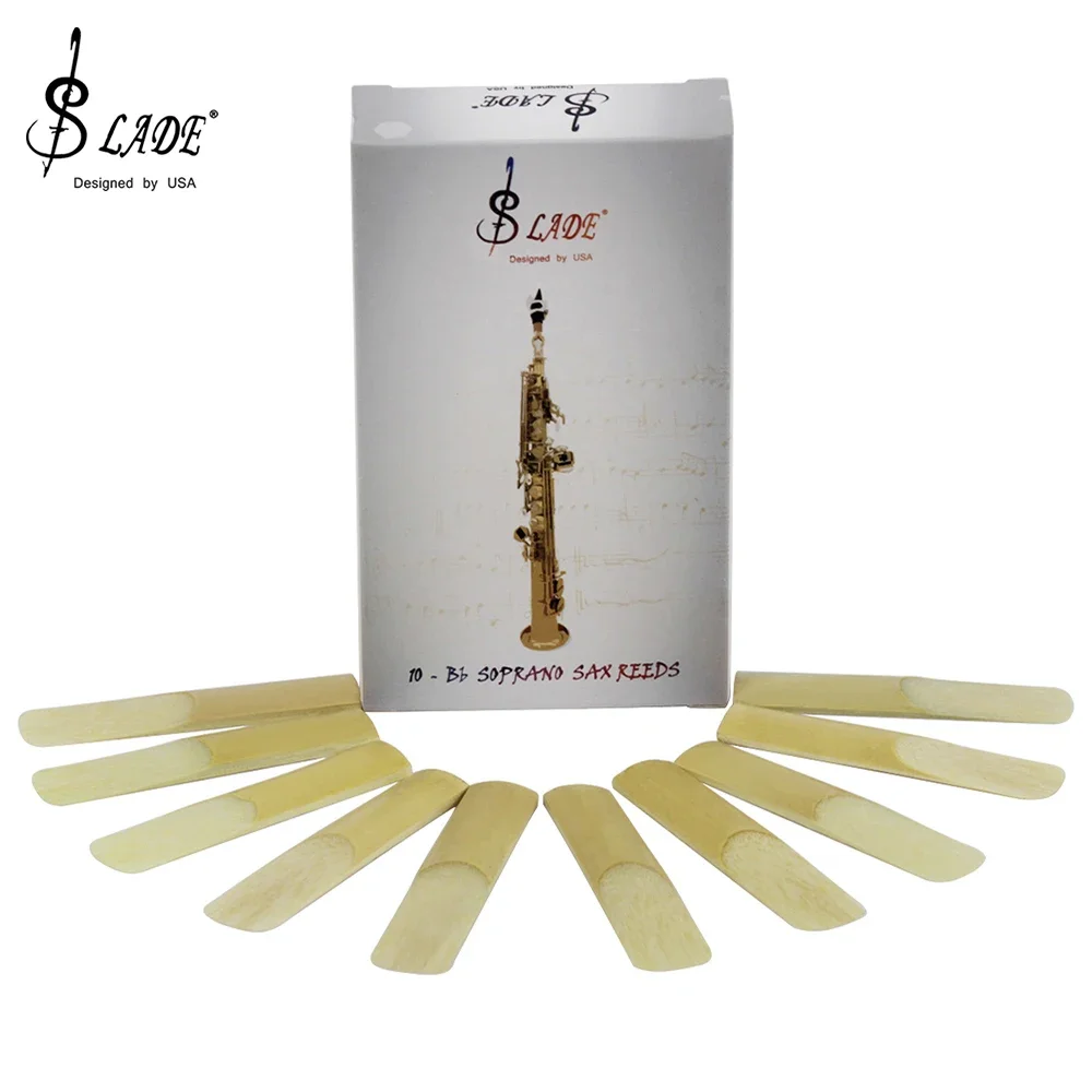 SLADE 10Pcs/ Box Bb Soprano Saxophone Reeds Durable Sax Reeds Strength 2.5 Woodwind Musical Instrument Parts & Accessories