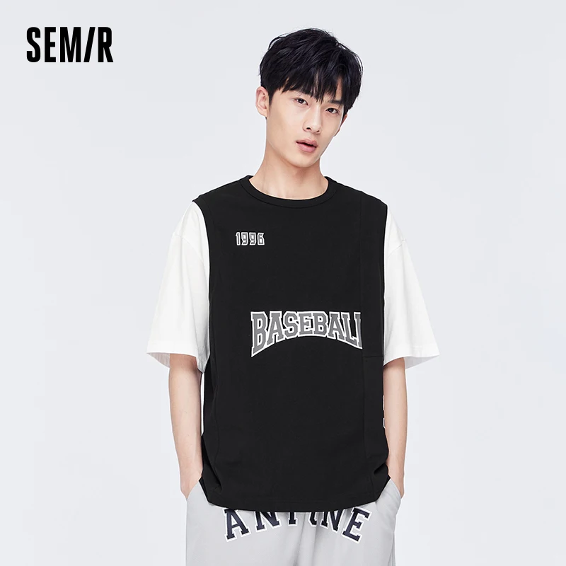 Semir Men'S Short Sleeve T-Shirt 2024 Summer New Release Oversize College Style Couples' Pure Cotton Top Trendy Ins