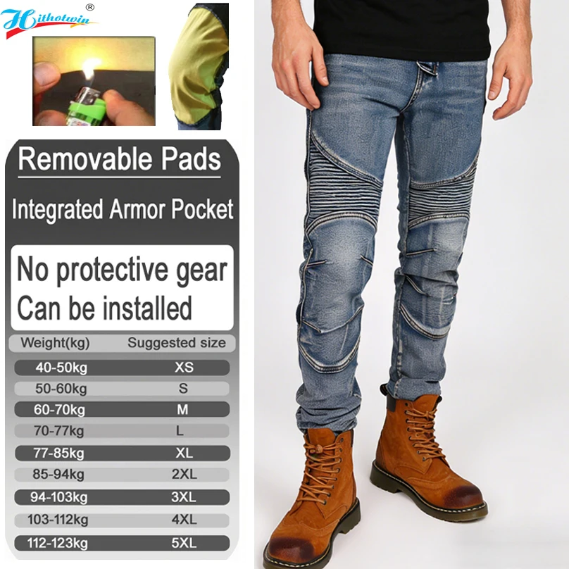 Men Windproof Kevlar motorcycle jeans Abrasion Resistant off road adventure riding trousers with Armor pockets armor not includ