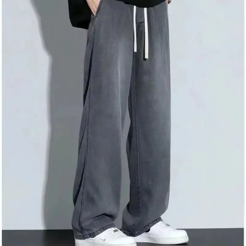 Jean ample pour hommes, Streetwear, Style coréen, mode, ample, droit, jambes larges, vêtements de marque, noir, bleu clair, nouvelle collection 2023