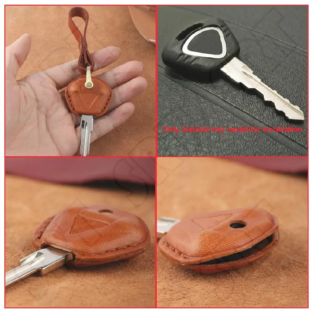 Fits for Triumph Bonneville T120 T100 Tiger 800 675 STREET TRIPLE Motorcycle Key Leather Case Cover Fashion KeyChain KeyRing