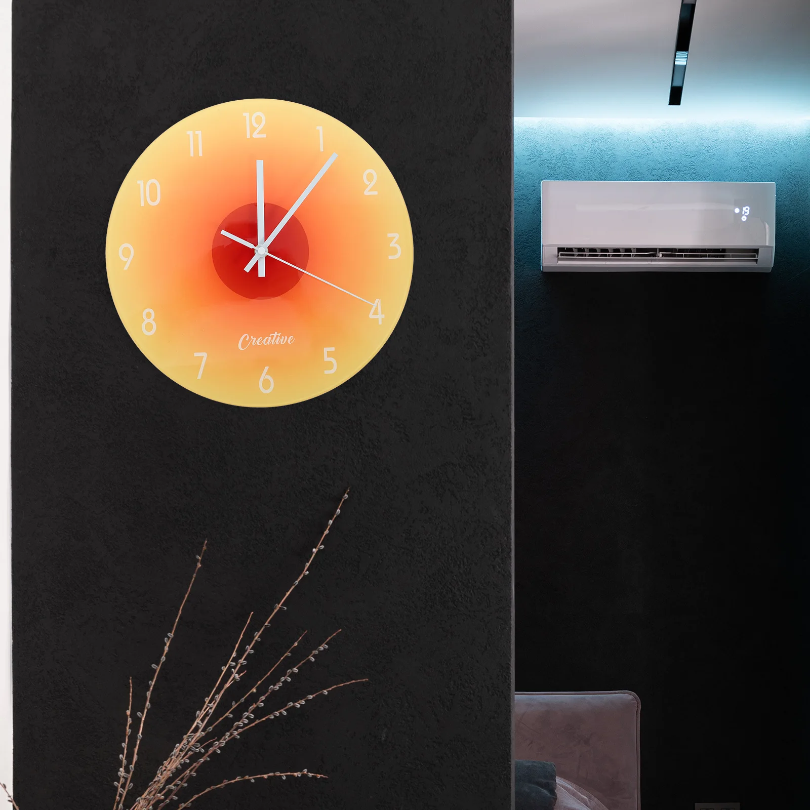 

Gradient Glass Wall Clock Unique Modern Wall Ornament Non-Ticking Clock for Bedroom Living Room Decoration