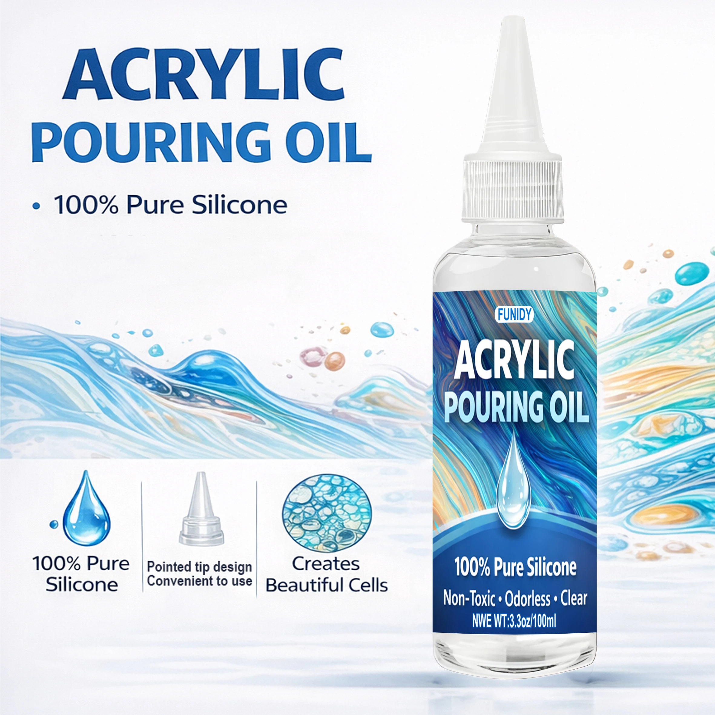 Pouring Oil for Art,Dramatic Cell Activator for Acrylic Paint Pour,100%Medium Compatible with All Painting Acrylic or Watercolor