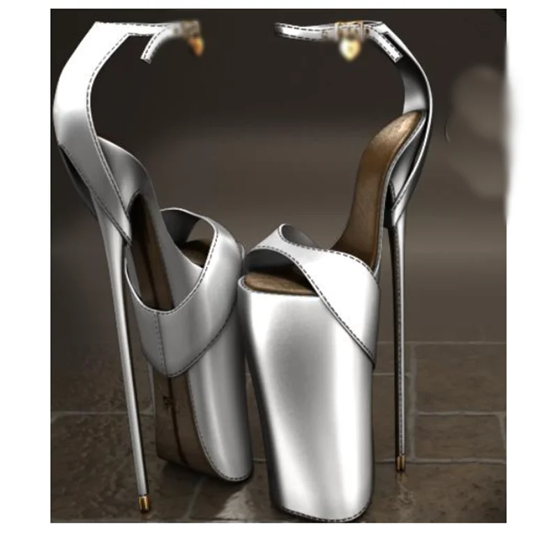 Boucle argentée plate-forme creuse sandales mince talon haut Peep orteil mode Sexy 2025 été grande taille femme chaussures Zapatillas Mujer