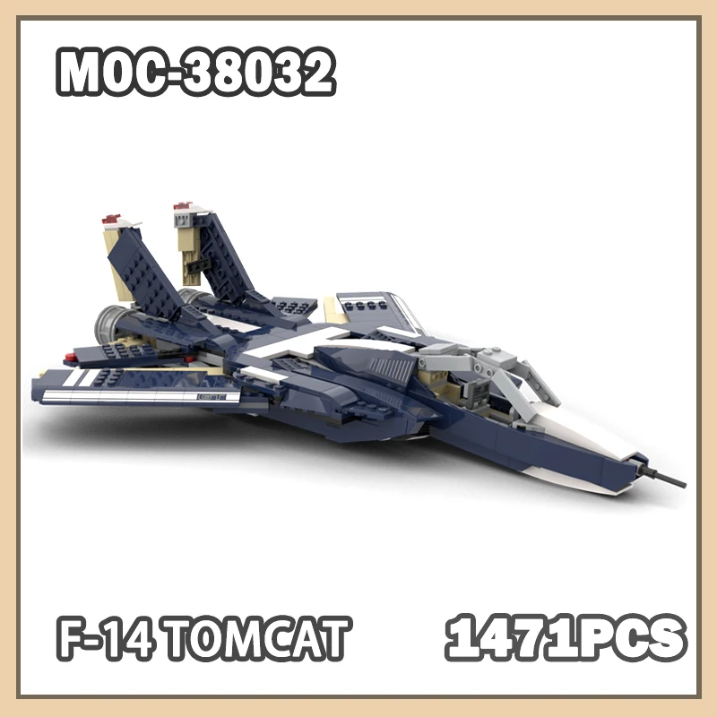 

MOC-38032 F-14 TOMCAT Building Block Military War Fighter Aircraft Model Brick Particle Set Exquisite Gifts Complex 1471PCS