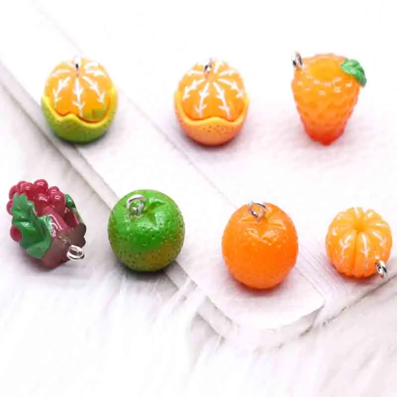 10pcs Fruits Oranges Grape Charms For Pendant DIY  Earrings Necklace Jewelry Accessories Finding