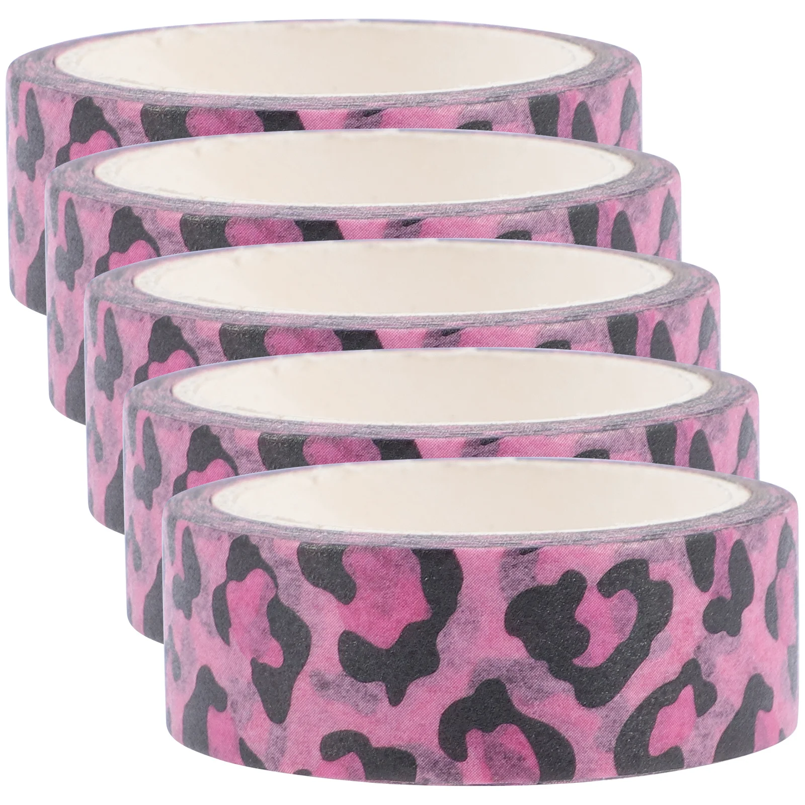 

5 Rolls Leopard Print Paper Tape Animal Pattern Adhesive DIY Craft Sticker for Journal Scrapbook Gift Wrapping Decor