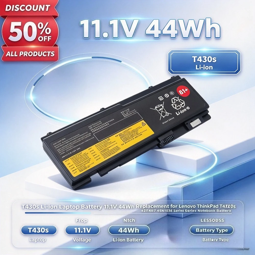 T430s Li-ion Laptop Battery 11.1V 44Wh Replacement for Lenovo ThinkPad T420s T430s 42T4847 45N1036 Series Notebook Battery Pack.