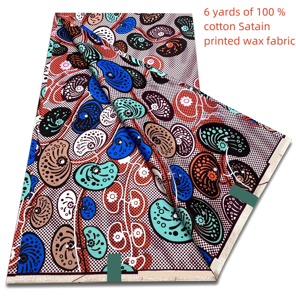 

2025 супер оригинальная атласная африканская восковая ткань высокого качества с нигерийским принтом Анкара ткань для шитья 6 ярдов женское платье 100% хлопок