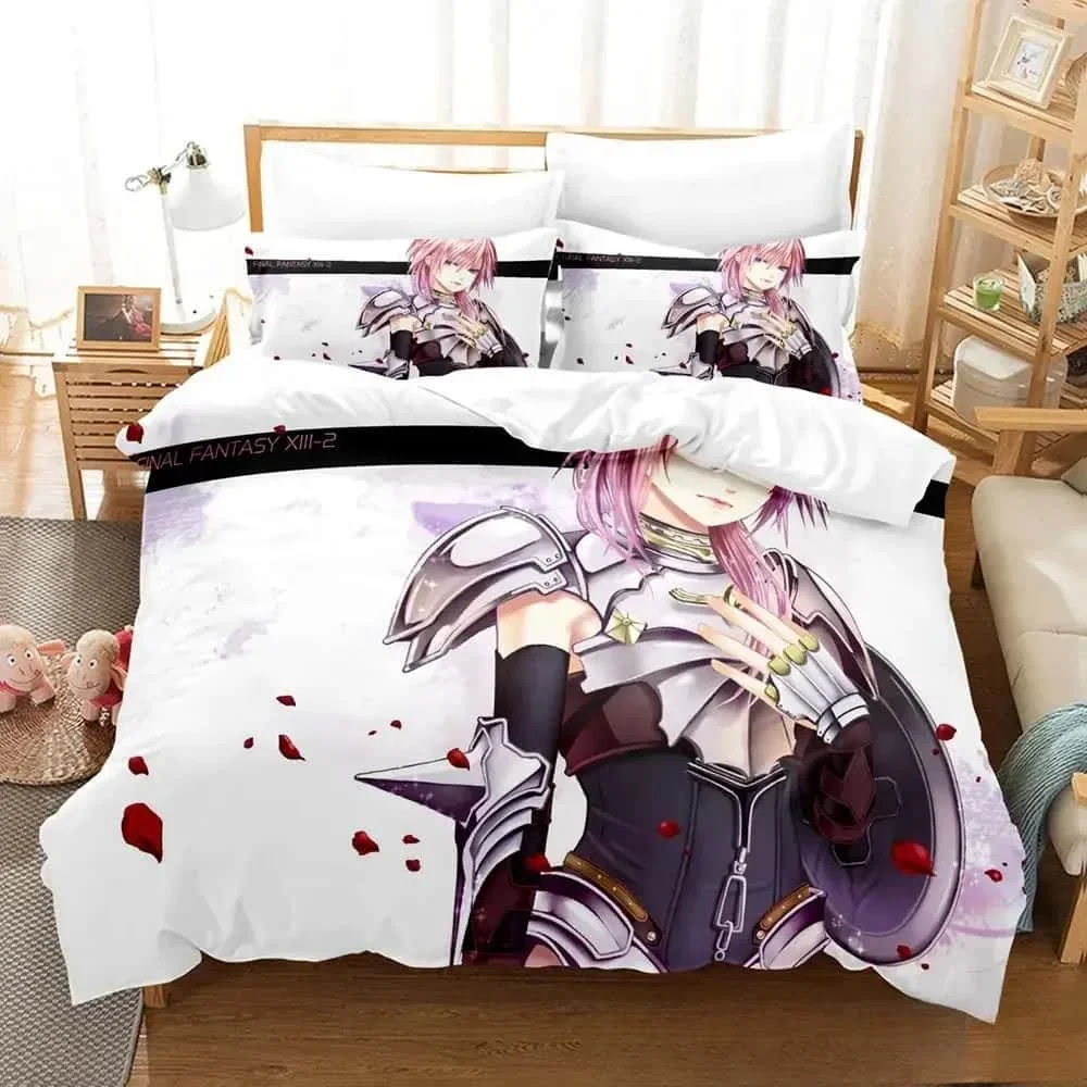 New 3D Print Anime Game FINAL FANTASY XIII-2 Bedding Set Boys Girls Twin Queen King Size Duvet Cover Pillowcase Bed boys Adult