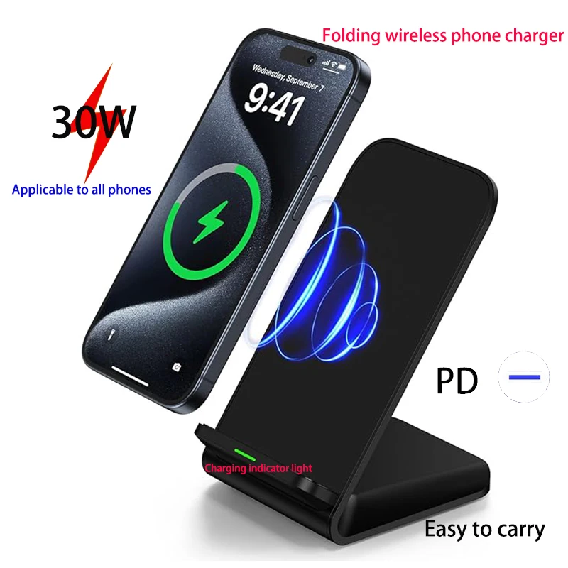 Fast Wireless Charger Support for Samsung S24 S23 S22 21 Ultra Quick Charging Stand For iPhone 15 14 13 12Pro Max Xiaomi