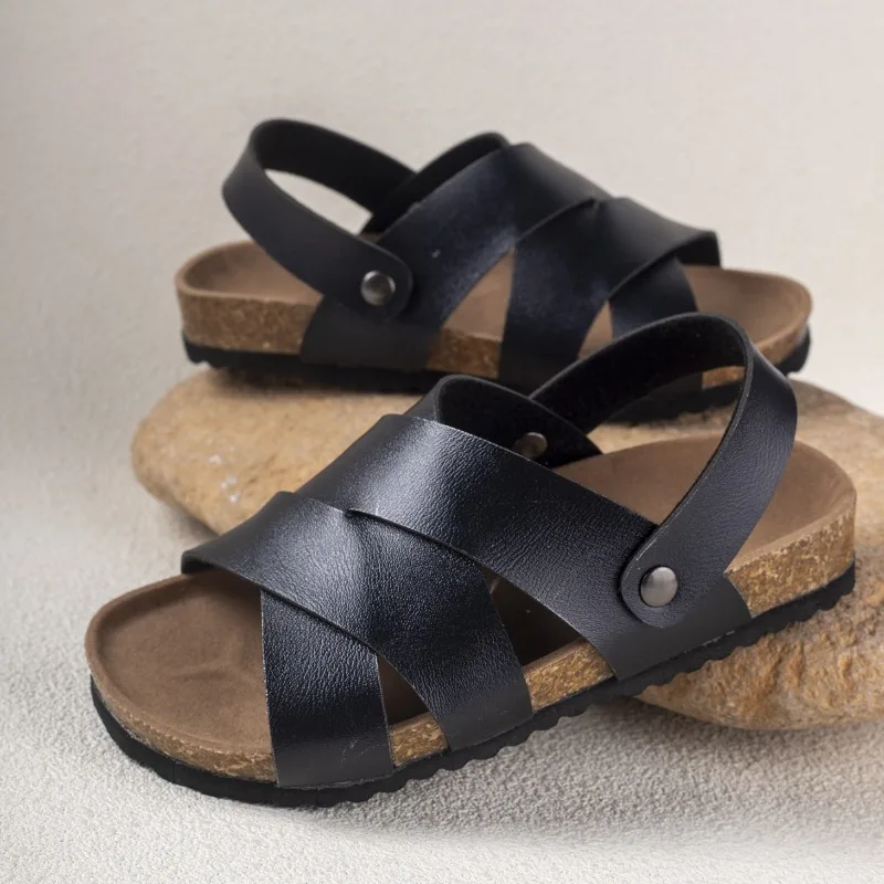 

Kids Retro Sandals 2026 Summer New Cross Boys Sandals Simple Girl Sandals Open Toed Beach Shoes Roman Sandal Design Women Sandal