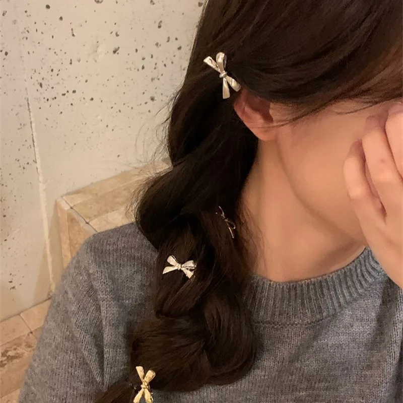 2Pcs Sweet Metal Bow Hairpin Fashion Personality Small Hair Clip For Women Girls Sweet Cool Broken Hair Clip Hair Accessories