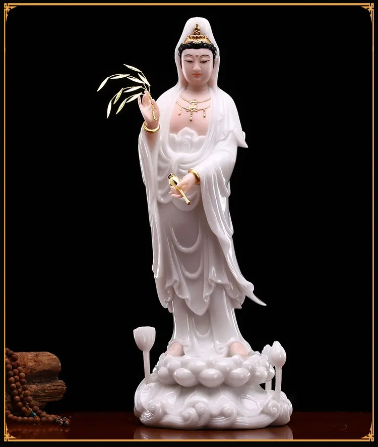 48cm large high grade Goddess jade Guan yin PUSA Avalokitesvara buddha statue Asia HOME safety protection FENG SHUI Sculpture