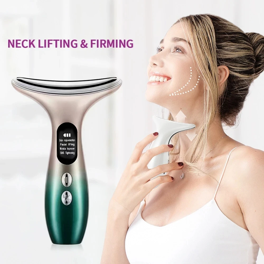 Multi functional green gradient Latin American neck massager neck pattern lifting and tightening home beauty device