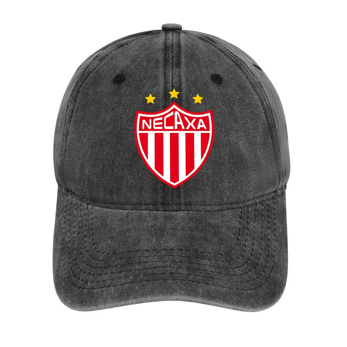 

Fuel gauge graphic with Spanish text Necesito Cerveza expressing a craving for beer Washed Baseball Cap