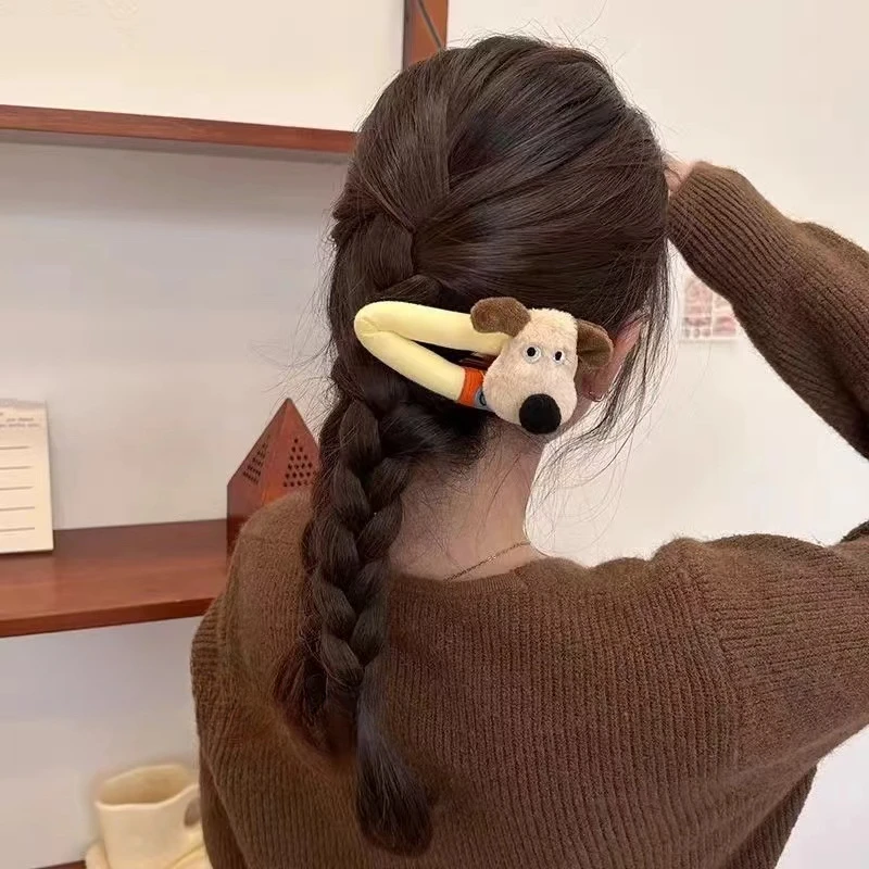 Cartoon puppy sponge hairpin cute bangs clip broken hair large break clip new autumn and winter children's hairpin headdress