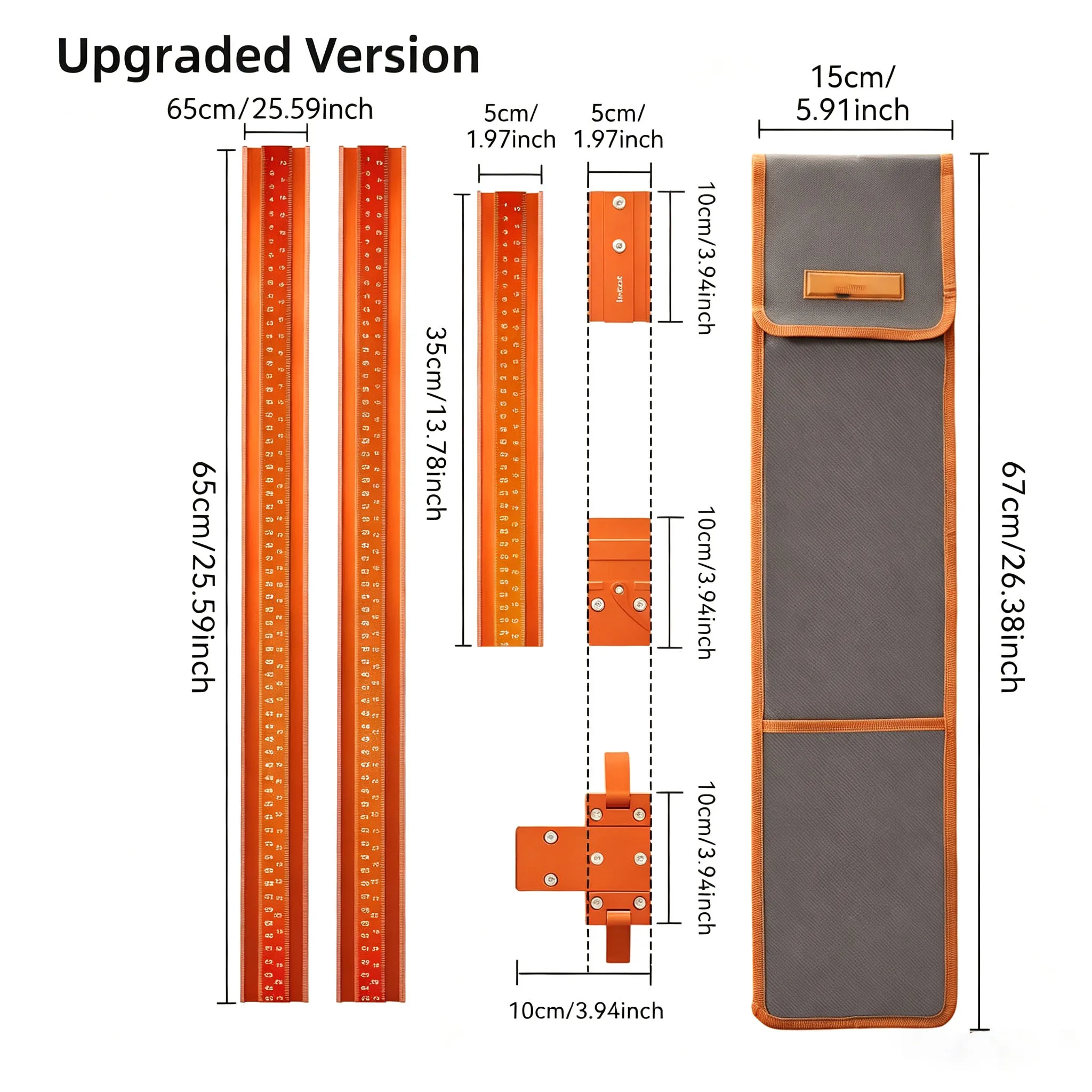 Professional Circular Saw Guide Rail Kit Dual Metric For Imperial Scale Aluminum Alloy 90° Precision Cutting Woodworking Ruler
