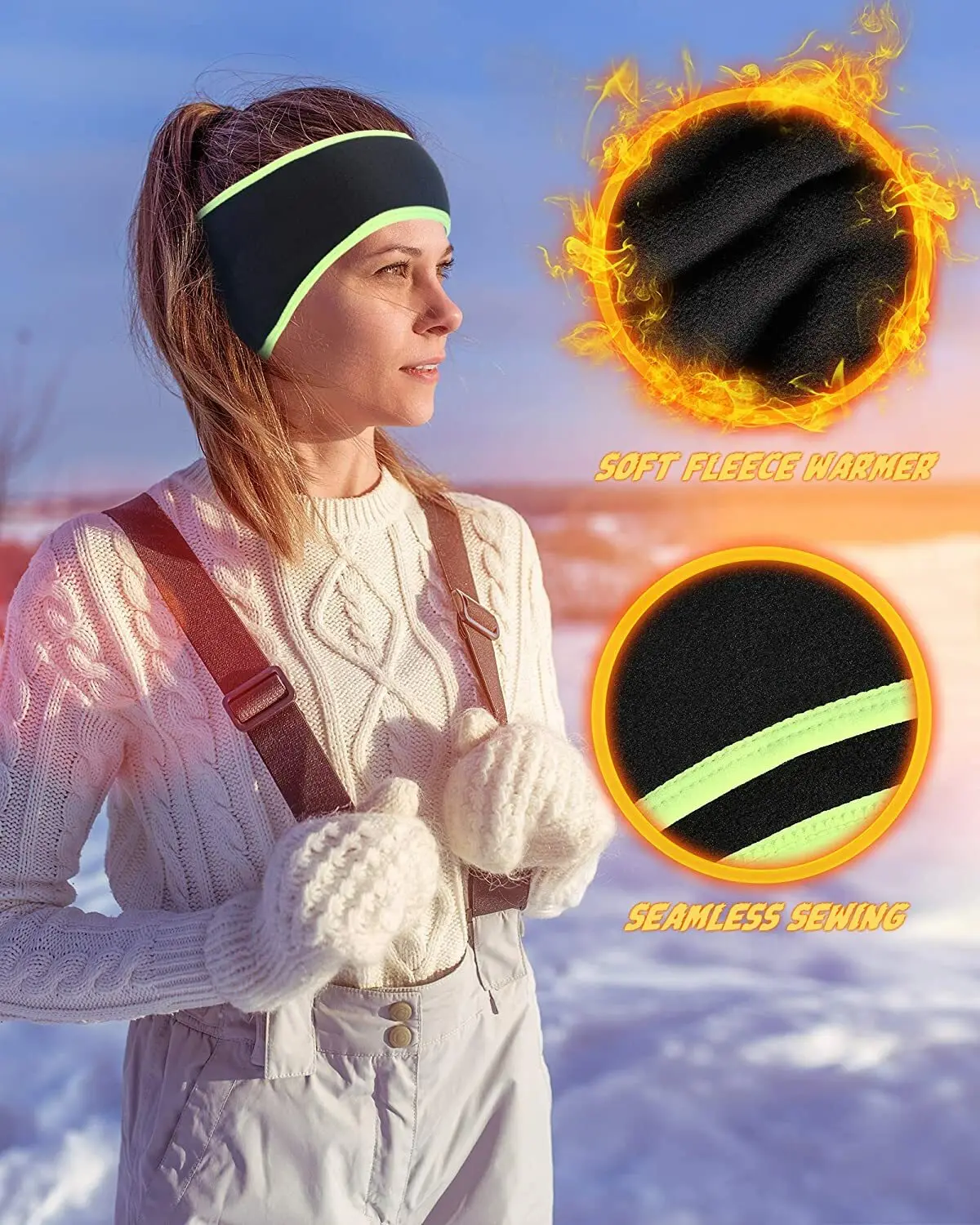 여성 포니테일 머리띠 양털 이어밴드 겨울 스포츠 러닝 머리띠 귀 따뜻하게