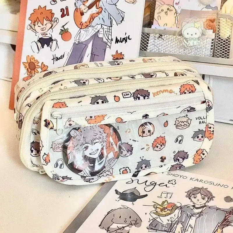 Anime Haikyuu!! Pain Pouch Kawaii Pencil Case Cartoon Stationery Holder Bag Children Pen Case Students School Supplies Gift view 3