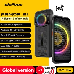 울레폰 아머 21 스마트폰, G99 안드로이드 15, 16GB 램, 256GB 롬, 러기드폰, 64MP, 9600mAh, 휴대폰, 글로벌