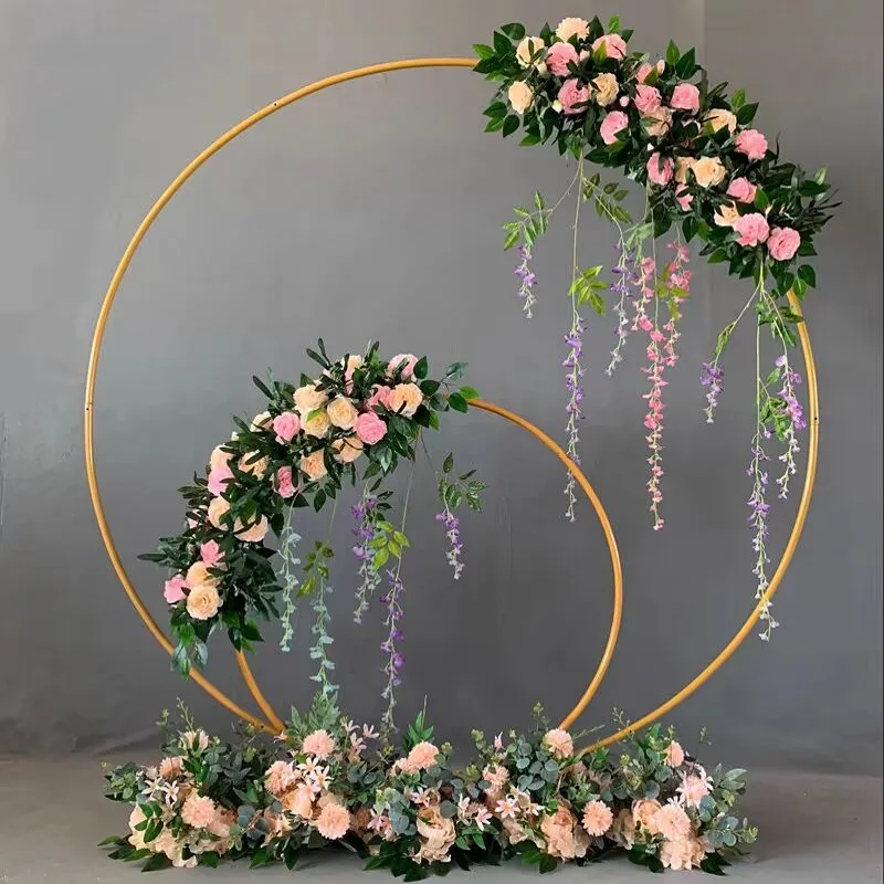 

New Circle Round Wedding Arch Background Wrought Iron Shelf Decorative Props DIY Round Party Background Shelf Flower home decor