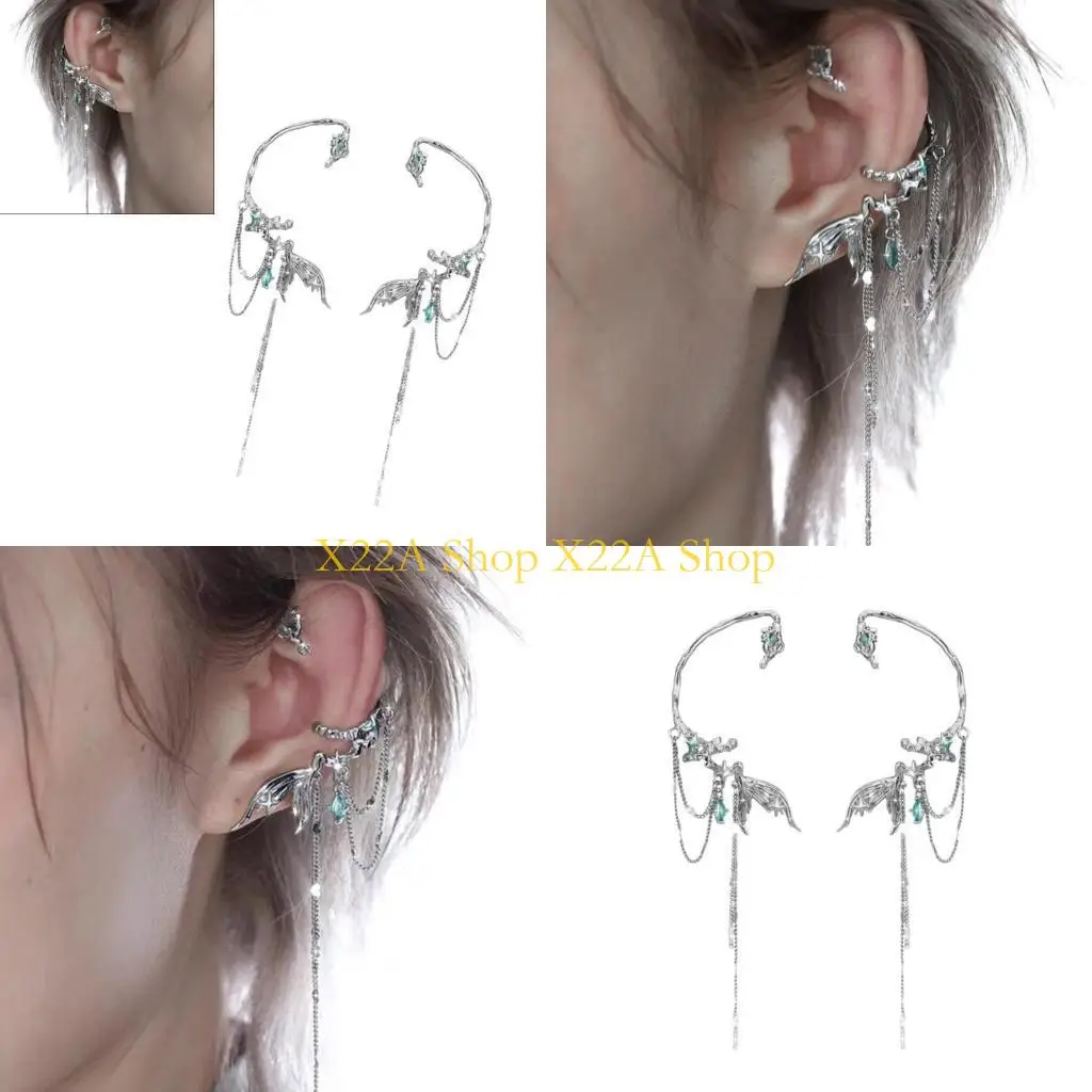 Unique Modern Ear Climber Jewelry Combining Mermaids And Glittering Drop
