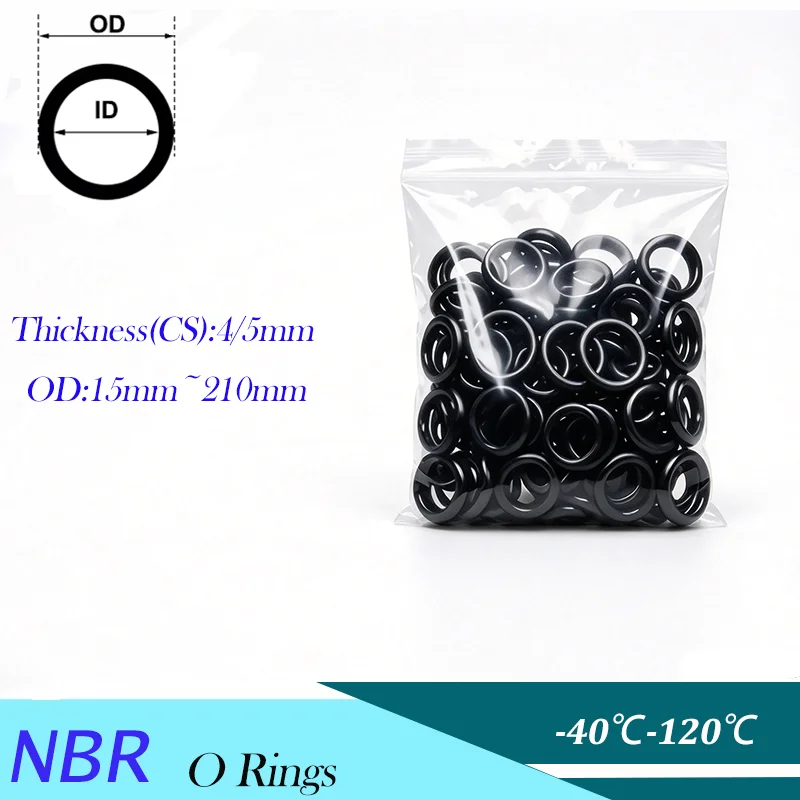 CS 4/5mm NBR O Ring Nitrile Rubber O-Ring Oil Resistant Sealing Gasket Black Washer for Automotive Plumbing Hydraulic Seal