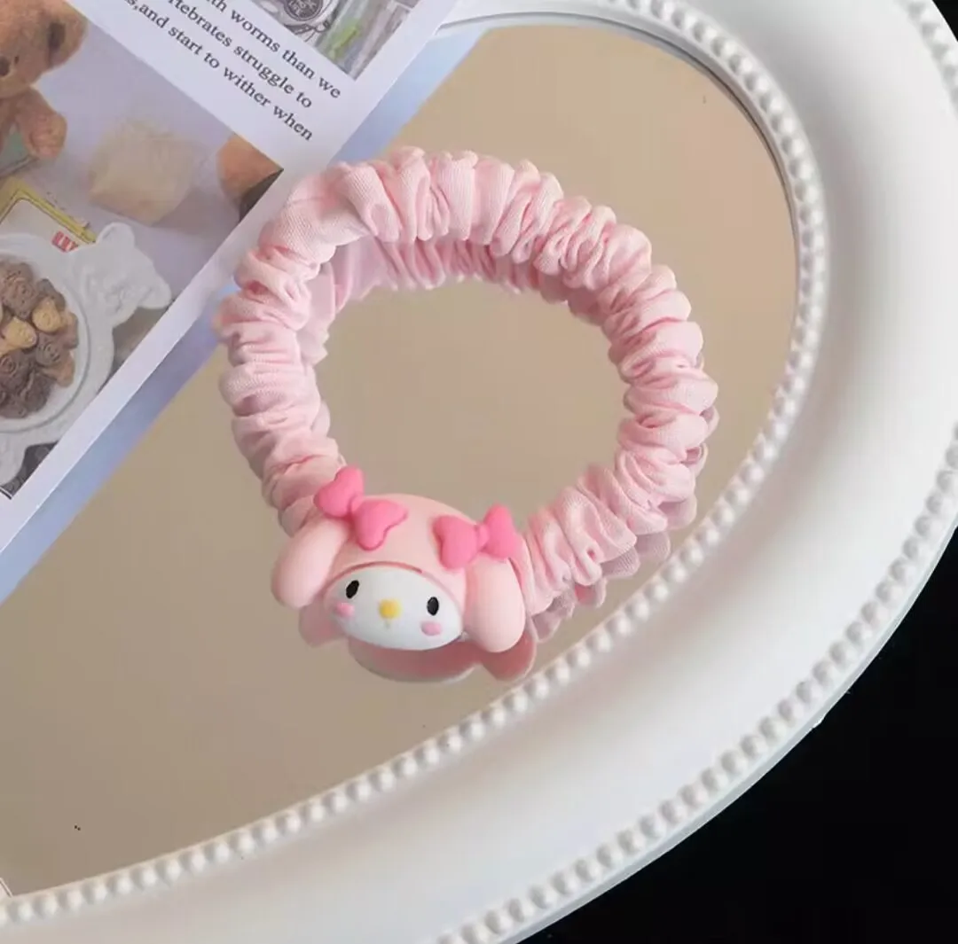 5Pcs Sanrio Hello Kitty Hair Rope Cartoon Anime Cute Kuromi Cinnamoroll HairBand Fashionable Hair Accessories Girl&Holiday Gift image 6