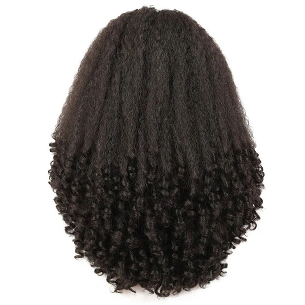 Kinky Straight Burmese Curly Half Wig Human Hair Glueless Wig 3 IN 1 Half Wig Clip Drawstring Kinky Straight Glueless Half Wig
