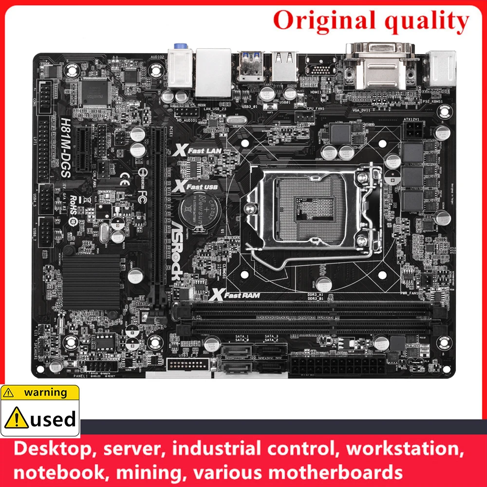 

Used For ASROCK H81M-DGS Motherboards LGA 1150 DDR3 16GB M-ATX For Intel H81 Desktop Mainboard SATA III USB3.0