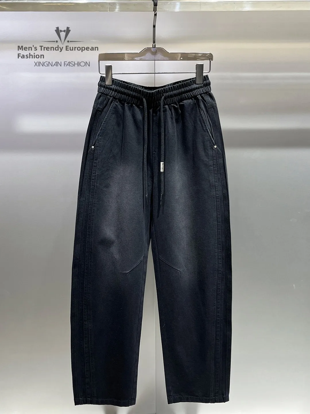 

Men's Fashionable Retro Loose Straight Leg Pants Comfortable Casual Trousers Spring Summer Seasonal Elastic Waistband