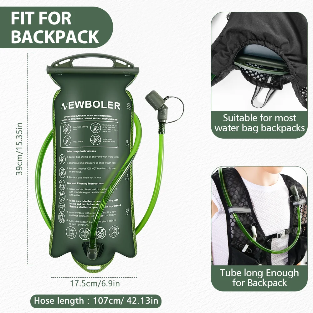 NEWBOLER Sport-Wasserblase, Trinkrucksack, Aufbewahrungstasche, BPA-frei, tragbar, lebensmittelecht, zum Trinken im Freien, Camping, Wasserbeutel – Detail 9