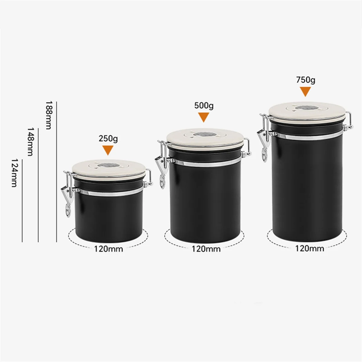 

A04I 1.5L Large Capacity Coffee Storage Container Coffee Bean Sealing Can Coffee Filling Food Storage Jar Black