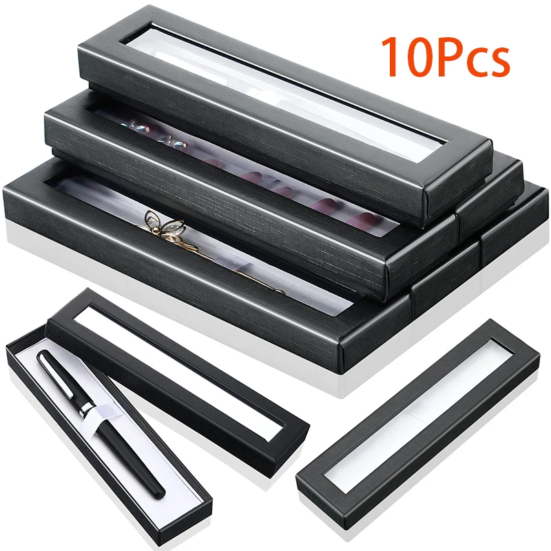 

10pcs Pen Gift Box Empty Pen Cases with Clear Lid Pen Presentation Display Box Gift Present Cases Collection