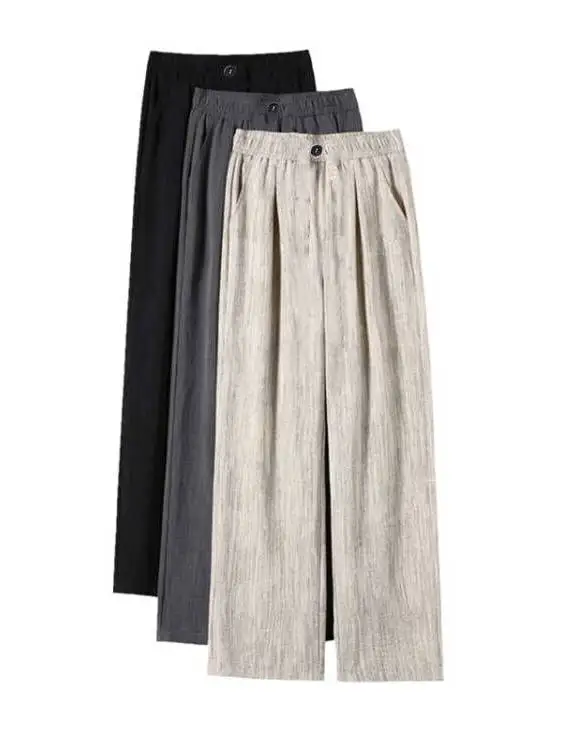 Pantaloni casual in seta di ghiaccio sottile vestibilità ampia a vita alta Pantaloni a gamba dritta coreani Sle retrò Estate 2025 Nuovo arrivo