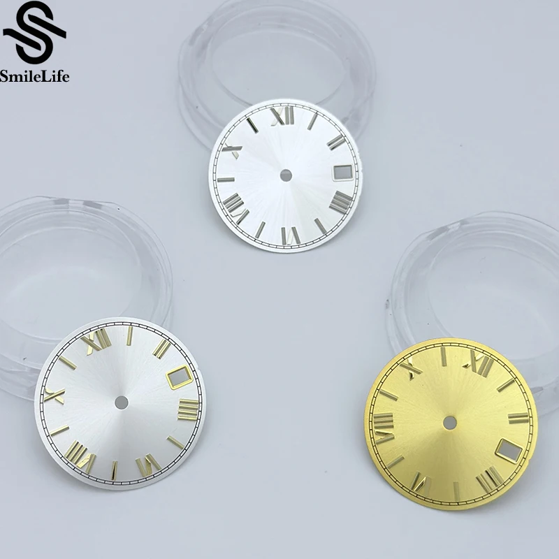SmileLife 28.5 مللي متر أمة الله الأرقام الرومانية أسود أزرق أخضر أحمر ساعة معقمة الطلب صالح NH35/NH36/4R/7S حركة التقويم نافذة