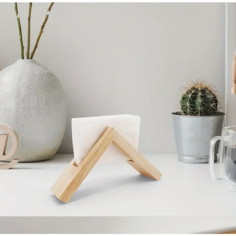 1PC Vertical Tissue Holder Kitchen Wood Paper Holders Storage Accessories Paper Stand Decorative Napkin Holders For Dining Table