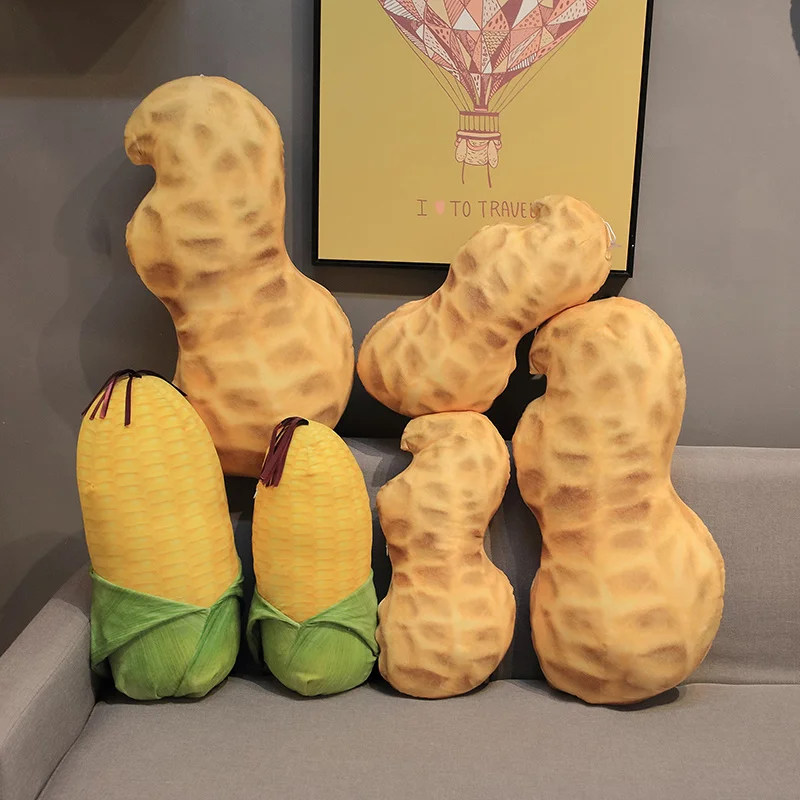 Cartoon Smile Simluation Peanut Corn Plush Toy Cute Kawaii Vegetables Plants Pillow Dolls Stuffed Soft Toys for Kids Girl Gift