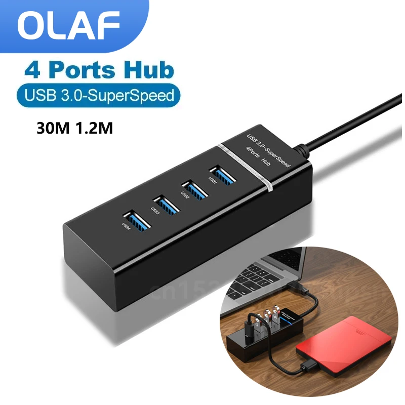 olaf USB3.0 2.0 Super Splitter 4 ports Hub Extender High Speed Multi Splitter USB Adapter Expander Cable For Desktop PC Laptop